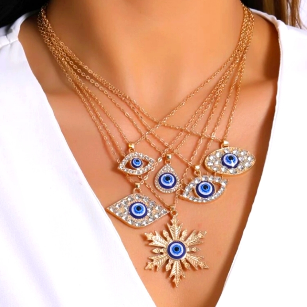 NEW GOLD EVIL EYE NECKLACE